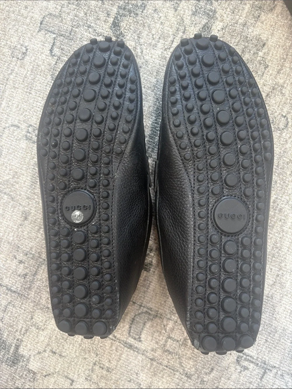 Gucci Black Leather Horsebit Loafers with Green-Red Web Trim